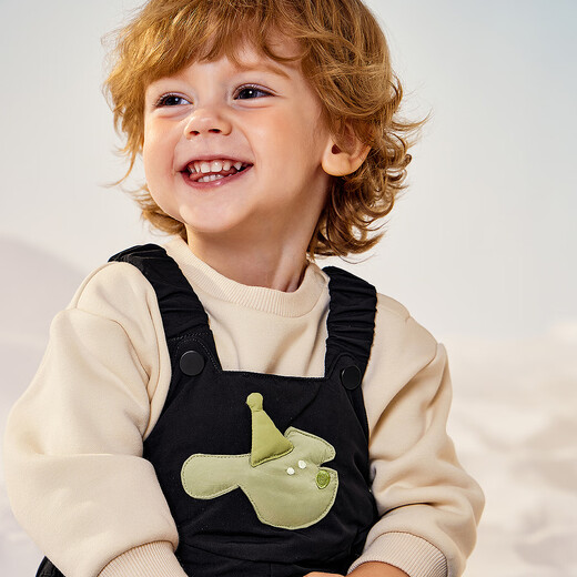 迷你巴拉（minibala）[拒水羽绒]男女童宝宝羽绒裤2025冬新品保暖三防长裤 黑白色调00491 90