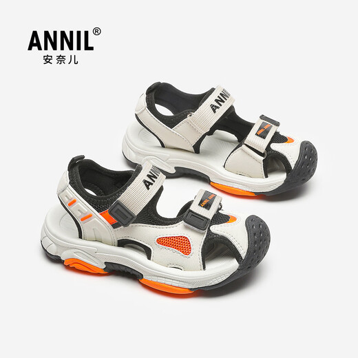Anael children's sandals, boys' shoes, summer new beach shoes, big children's Baotou sports sandals 6339 black 29