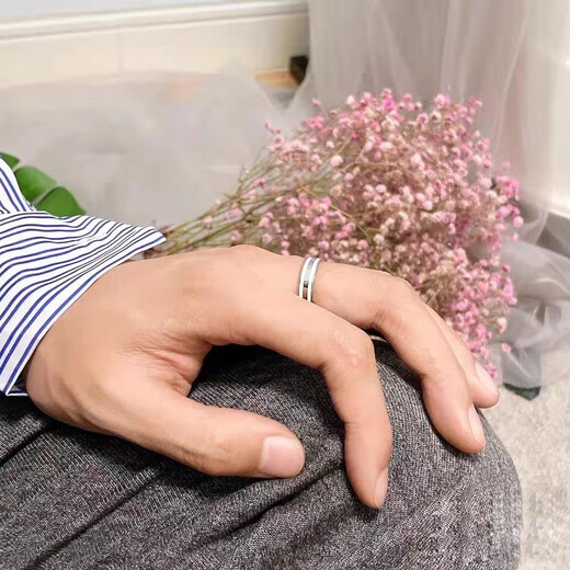 MZMZ brand PT950 platinum couple ring for women, platinum pair of rings, wedding and birthday gift 618 for girlfriend and wife, light luxury model - black and white pair (note circle)