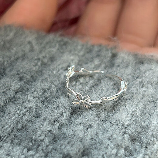 Xinshe S999 sterling silver flower ring women's silver niche design light luxury high-end 2025 new adjustable index finger ring flower ring
