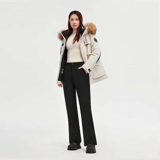 Bosideng (BOSIDENG) 2025 new style down pants for women, 90 velvet, slightly flared pants, commuting outer wear, winter warm medium-thick pants, store manager recommended, black 8056 M 165/70A, weight about 110-120Jin Jin equals 0.5 kg