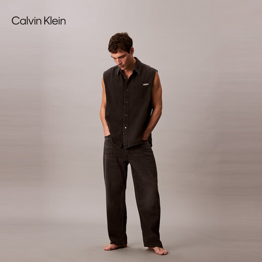 
Calvin KleinJeans25 early autumn new men's retro vacation style ck cotton linen blend sleeveless denim shirt 4RC733G