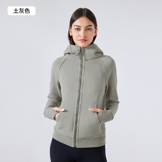 LULULMCCTN Autumn and Winter New Thick Warm Hooded Sports Jacket Women's Casual Outerwear Pilates Training Fitness Yoga Wear Chestnut L