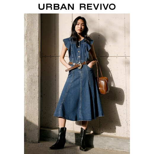 UR2025 Été Nouveau femme rétro Robe de jean sans manches à volants à volants UWG850113