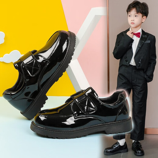 Yushangzhenpin children's leather shoes, boys' leather shoes, summer 2025 new Korean style British style black soft-soled student campus performance shoes, picture size 36, inner length 22.6cm