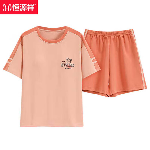 恒源祥纯棉夏季睡衣女士套头睡衣夏季短袖短裤舒适休闲家居服套装可外穿 Z9885 M 【建议80-100斤穿】