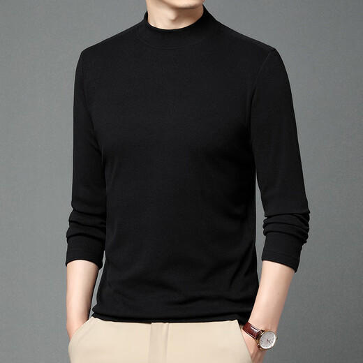 Dy Shirt de base en velours allemand double face T-shirt à manches longues à manche à manches longues et au sommet d'automne Sous-vêtements épais hommes chauds hommes 9901 / brume bleu M