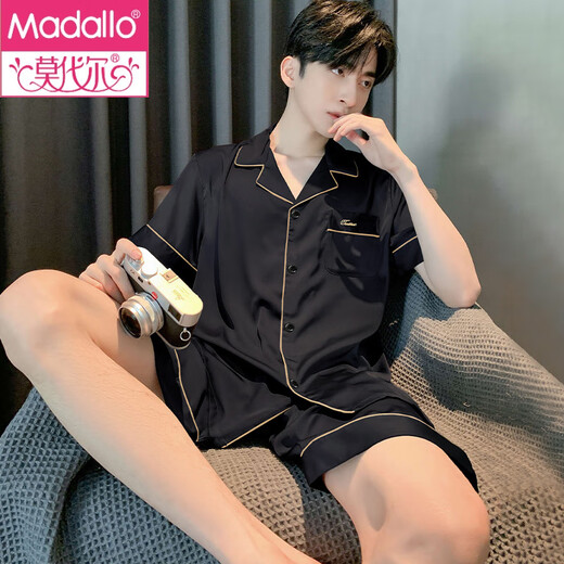 莫代尔睡衣男夏季夏天薄款冰丝短袖青少年可外穿男士2025新款家居服套装 12532【云朵棉绉布款】 L (建议身高170左右，体重100-