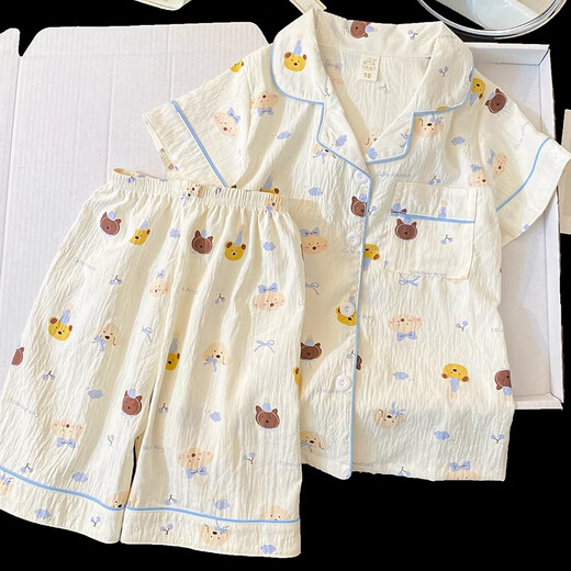迪士尼儿童睡衣女童短袖小女孩夏季公主风空调云朵纯棉家居服套 756#柔软亲肤[短袖+短裤] [童8码]身高100-110CM体重3 均码