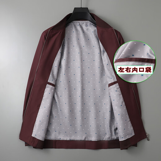 Jinggong's wedding banquet for father-in-law, autumn clothing, middle-aged burgundy jacket, men's spring and autumn jacket, middle-aged and elderly wedding wear for father-in-law, dark blue A06, a little smaller XL 180