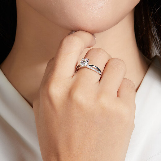 AVHE white platinum cultivated diamond ring with double arms design jewelry ring women's wedding band proposal gift ring customization 18K gold diamond ring - 1 carat D color VVS main diamond, size 9-20 optional