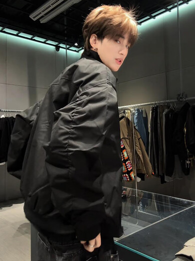 Shelley Jones American cleanfit silhouette short coat men's spring and autumn high-end outdoor stand collar flight coach jacket ivory white XL recommended 120-140Jin Jin equals 0.5 kg