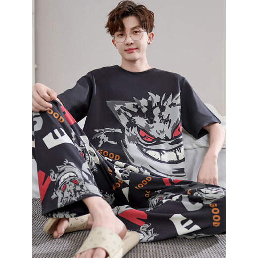 Chat man (miiow) pyjamas hommes d'été coton pur pantalon à manches courtes adolescents d'été grands enfants