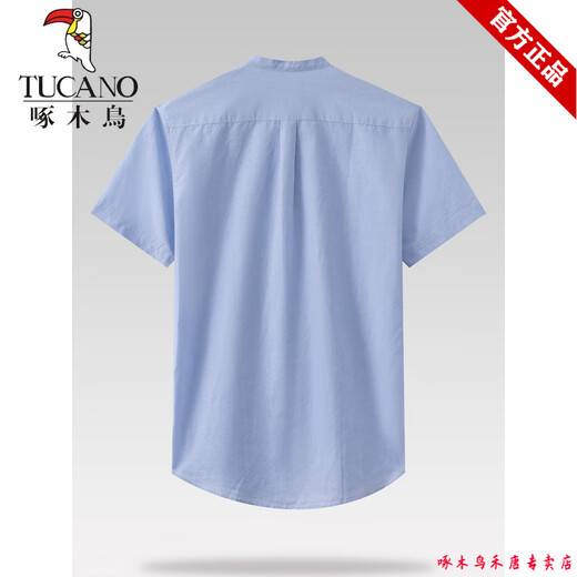 Pecker stand collier coton lin shirt à manches à manches à manches à manchettes masculines de couleur épurée d'été