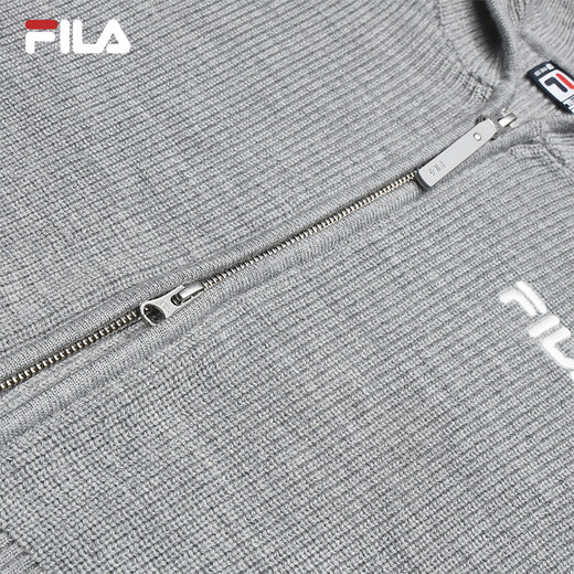 FILA 斐乐官方女士编织衫2025冬季新款休闲宽松连帽拉链毛衣开衫 烟花云灰-MG M 165/84A/M