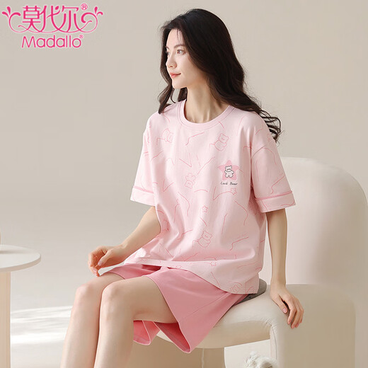 
Modal pure cotton pajamas for women in summer thin round neck short sleeve shorts sweet casual student home clothing set can be worn outside Z9855 M [recommended to wear 80-100Jin [Jin equals 0.5 kg]]