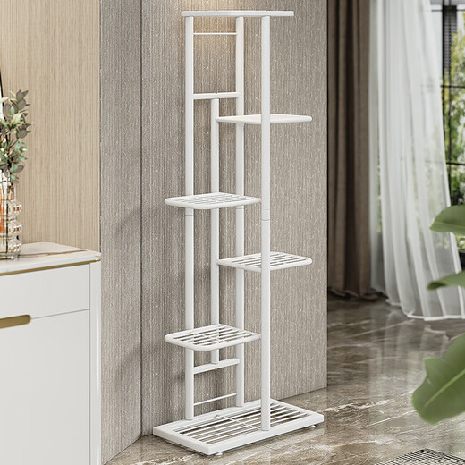 Solno Flower Stand de múltiples capas plegables Balcón de interior de la casa del hogar decorativo Sala de estar de hierro forjado Patio Simple Back Suculento H917 (versión de actualización de 7 macetas)