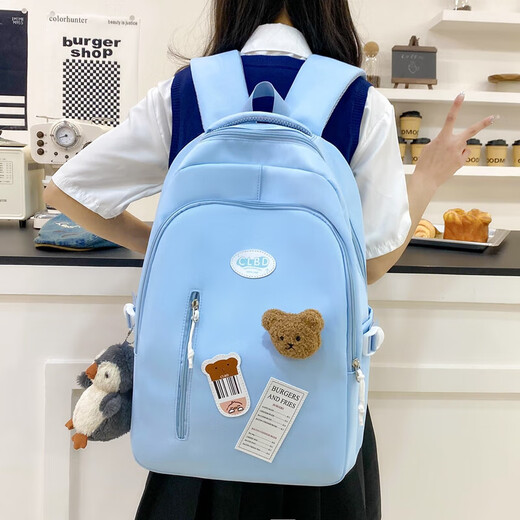 Neues modisches einfaches und vielseitiges Rucksack Casual Student Bag Rucksack Computertasche Männer und Frauen gleicher Stil frischer Rucksack schwarzer Vase kleine Größe