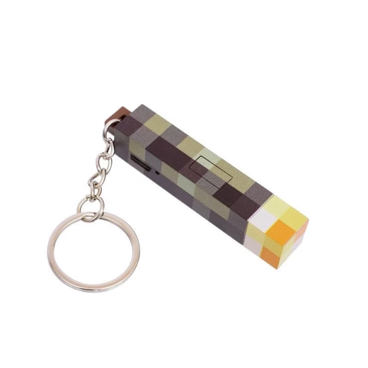 Minecraft Torch Keychain Pendant MC Peripheral Mini Torch Torch Light Dream School Bag Hand-Office Torch Keychain-Battery Type-1 PC