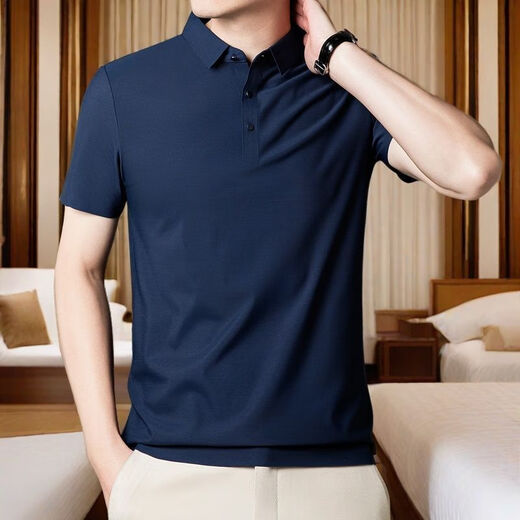 TTPMER夏季男士弹力冰丝POLO衫短袖T恤潮 12358深灰 M 建议80-105斤