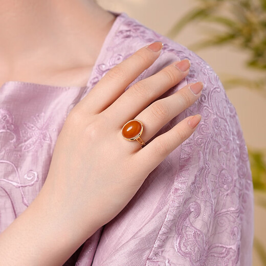 Dara beeswax ring open single ring S925 silver gold-plated old wax women's ring for mother in the year of birth, Chinese Valentine's Day gift for girlfriend