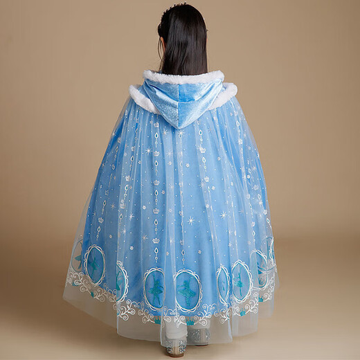 Ruiyang gefrorener Umhang Prinzessin Aisha Schal Sechs Tage Kinder Umhang für Kindermädchen Hemd Aisha Baby Wind Shield 9893 Blau Koreaner Samt Umhang + Krone 8-teilige Set 165 s S (empfohlen, ungefähr 90120 hoch zu sein)