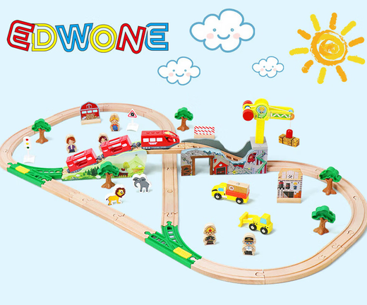 Edwone70p Beech Train Train Car Toys's Toys Small Train Train Train Toys Wooden Toys 80p Mining Adventure + Rangement Bucket