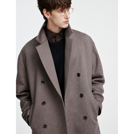 GIOVANNI VALENTINO autumn and winter woolen woolen coat men's mid-length temperament large lapel loose British style woolen coat L