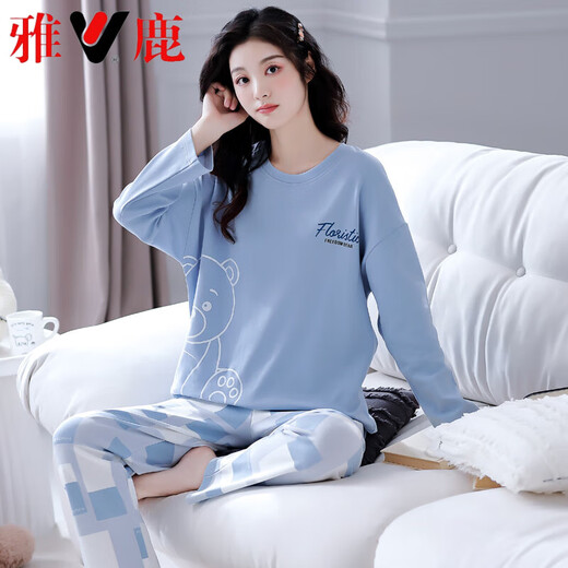 
Yalu pajamas for women in spring winter cotton long-sleeved trousers home clothes 2025 new casual women's suit XB9922-women's model M code 80-100Jin [Jin equals 0.5 kg]
