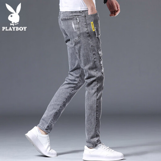 Playboy (Playboy) Straight Hosen Herren Jeans Fashion Mode koreanische Stil Slim Hosen Männer vielseitiger lässige, Solid Color Hosen Herren x-2146HH6636 Black 31