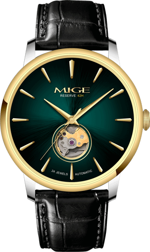 
MiG official website brand watch men's watch gradient dial business gold fashion versatile men's high-end high-end famous watch mechanical watch smooth sailing-gradient peacock green LH9905GBG