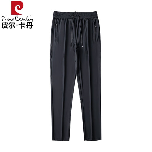 Pierre Cardin Ice Silk Pantalon décontracté tombant pour hommes pantalon pour hommes lâches 2025 Summer Fin Cool Drying Sports Tablers 6630 Black L