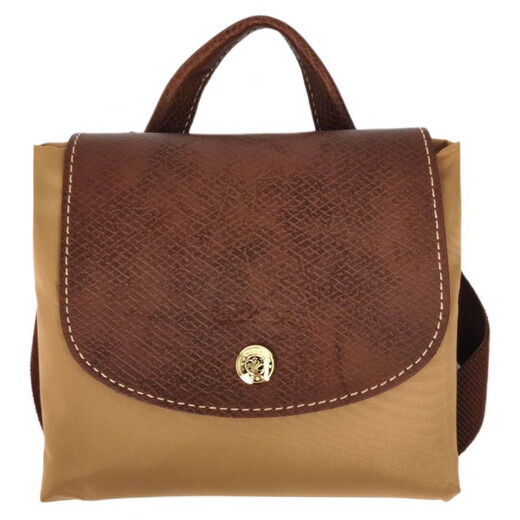 珑骧（longchamp）LePliageORIGINAL金色配饰再生帆布双肩包中号女款沙色 基础装(包)