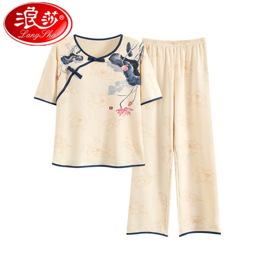 Langsha Frauen kurzärmeligte Pyjamas für Sommerdünnhosen im Sommer. Neue Kleidung im chinesischen Stil kann außerhalb von Lzy9905 m Code getragen werden