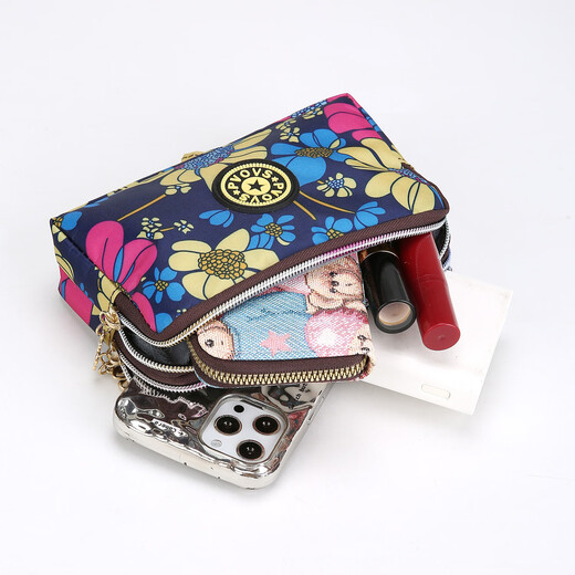 PSVORT CROSS-BRESTER FASHION ZIPPER Long portefeuille Clé Clé Sac à main portefeuille Portefeuille Mobile Phone Mobile Phonef Fabricant Y5516 Fleur bleue sans spécifications
