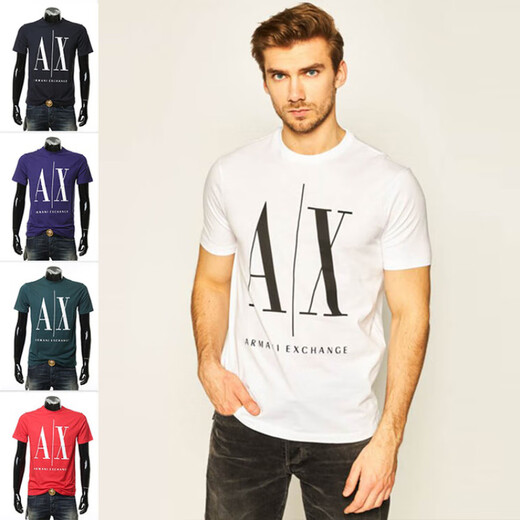 Emporio Armani Exchange Ax Armani Herren-Casual Letter Short Sleeve T-Shirt 8NZTPA ZJH4Z RED 1463 2XL (Inlandslager)