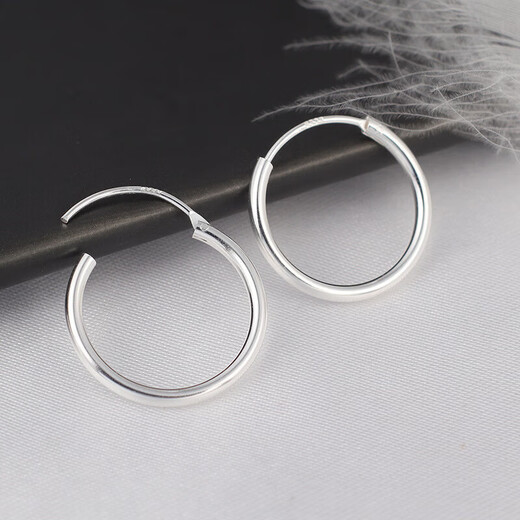 FVIP Old Phoenix 999 Sterling Silver Pure Silver Earrings Plain Hoop Smooth Earrings Versatile Style Real Silver Plain Hoop Smooth Silver 4.862 Grams Sale Event Ends Immediately