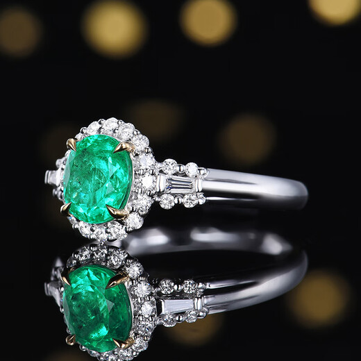HEEKAIYI emerald ring for women 18K diamond ring luxury Chinese Valentine's Day birthday gift for wife and girlfriend Selected emerald ring 1.14 carat 18K gold diamond inlaid