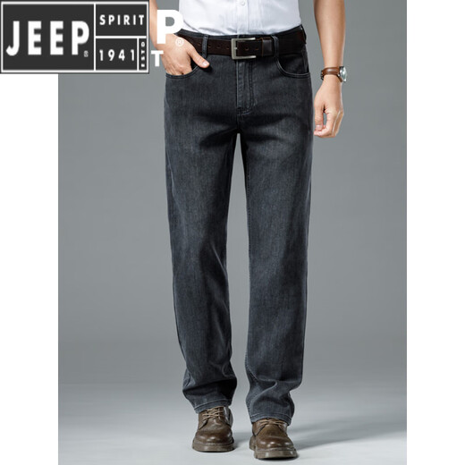 JEEP SPIRIT美国正品高级牛仔裤男夏季薄款弹力宽松直筒百搭潮流透气大码长裤 J679黑色 【春秋冬款】 29 码数-腰围【2尺2】