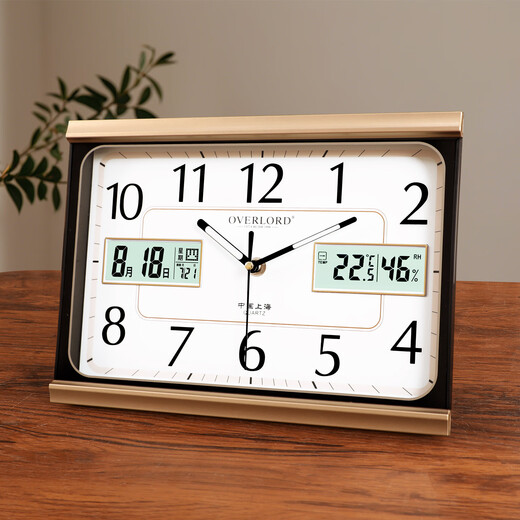 The Story of Time Home Table Clock Perpetual Calendar Table Clock Living Room Simple Modern Wall Clock Desktop Clock Silent Stand Hanging Dual-Purpose 62072B - Dual Liquid Model - Phnom Penh White Surface - Luminous Model 29*21cm