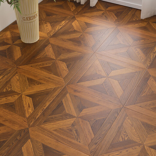 
Oluxun Customized Middle Style Art Porcelain Laminate Wood Flooring Retro Black Walnut Color Home Environmental Protection Store Wear-resistant Chinese Knot 9905 1
