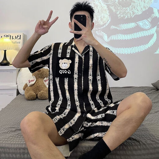 Zitronen-Slim-Herren-Pyjamas kurzärmeliger Sommer Thin Student Cartoon Teenager Sommer Lose Plus Size Jin [Jin entspricht 0,5 kg] Home Clothing Set 6627 [Set] V M [Vorschlag 80-100 Jin [Jin gleich 0,5 kg]]]