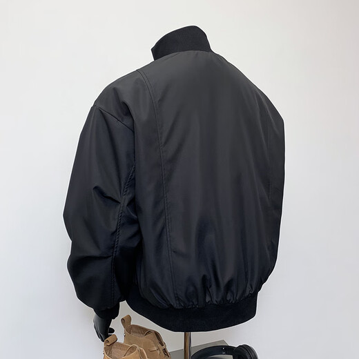 IZEXX bomber jacket men's autumn American silhouette short workwear stand collar baseball uniform JM88 black XL