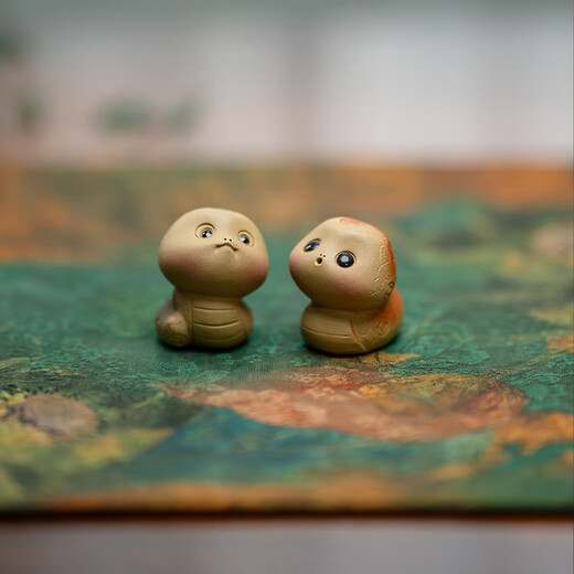 Miaopule German imported quality twelve zodiac natal tea pet blessing spiritual snake Muyi tea set mini cute little little green snake + small spiritual snake (pair)