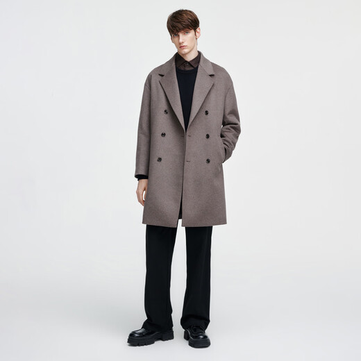 GIOVANNI VALENTINO autumn and winter woolen woolen coat men's mid-length temperament large lapel loose British style woolen coat L