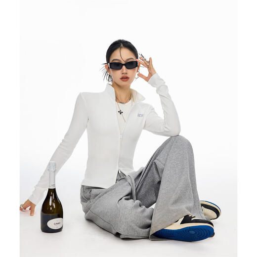 ICH MODE外套女美式物理防晒短款秋季2025新款修身长袖开衫上衣 黑色 黑色 S