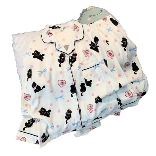 S.SOFEA Cloud Coder Pajamas El traje de gato de manga larga para mujeres se puede usar fuera de ropa para el hogar 826#Love Cat 170 m