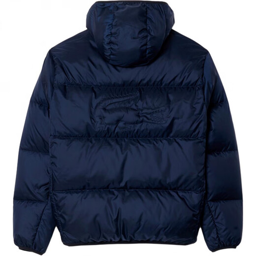 LACOSTE French crocodile solid color warm and water-repellent hooded zipper down jacket men's blue blue XS 46-