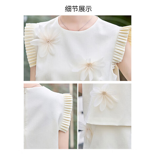 OLJ高档品牌连衣裙女2025年夏季新款立体花朵小香风气质两件套裙子 黑色 XL