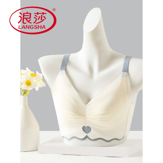浪莎（LangSha）内衣女薄款大胸显小收副乳聚拢上托大码防下垂无痕显瘦文胸罩夏季 香槟 85C 38
